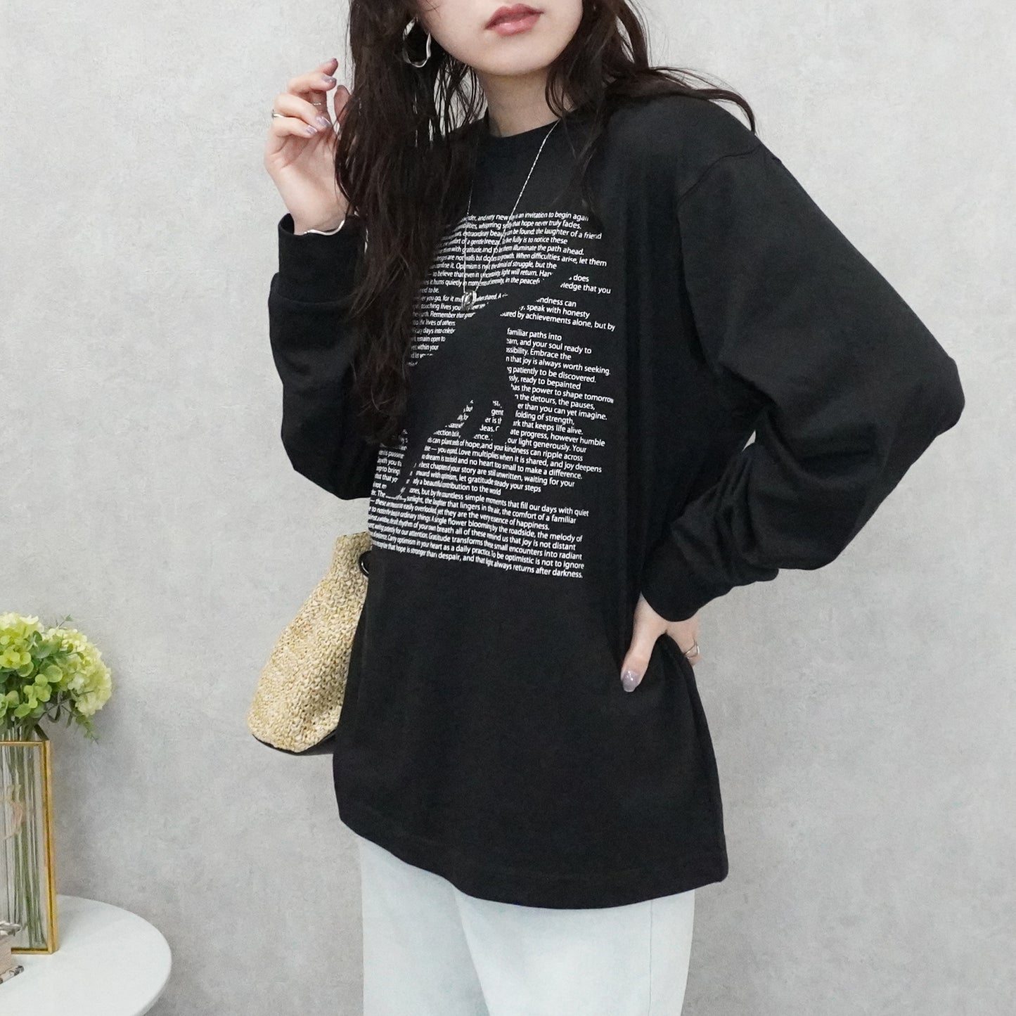 天竺ロゴネコプリントTシャツ