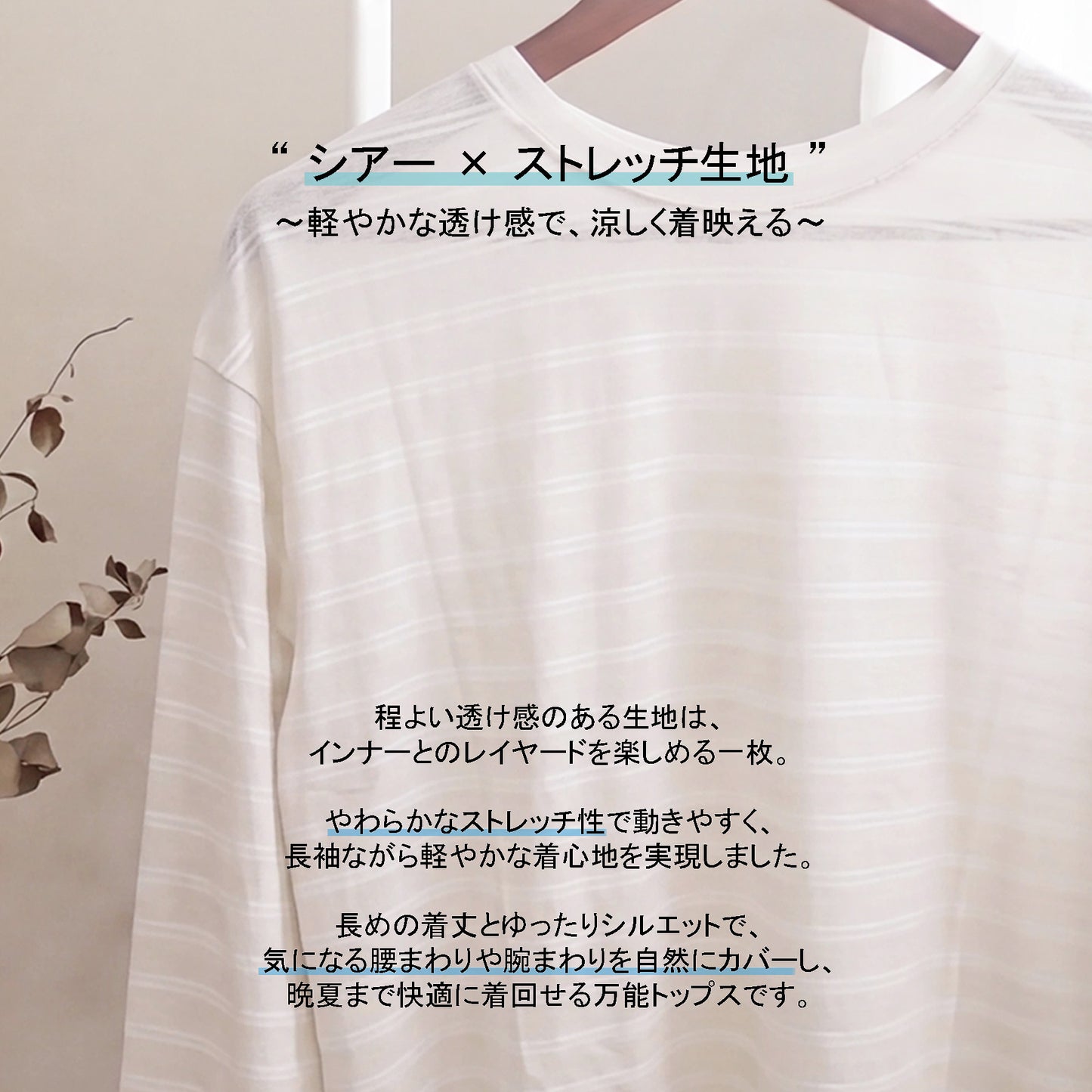 シアーボーダーリラックス長袖Tシャツ【予約】
