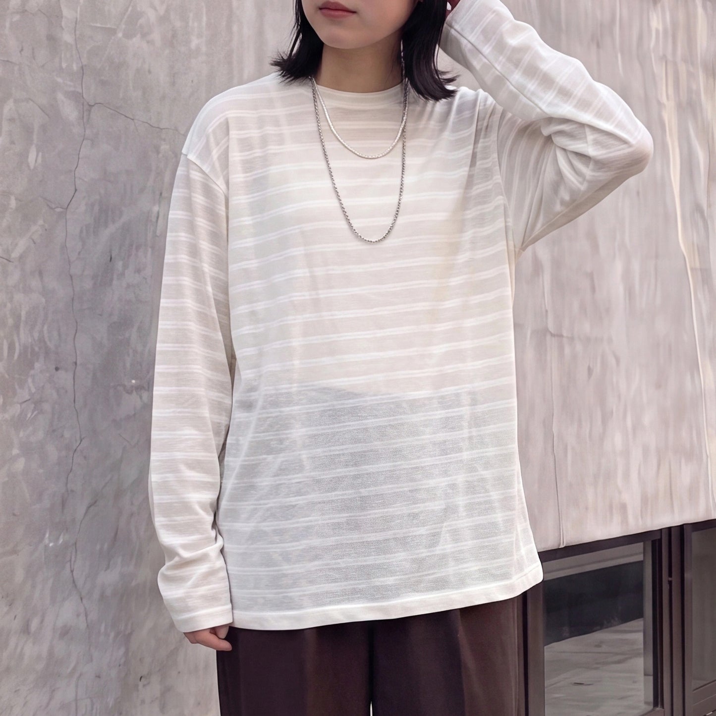 シアーボーダーリラックス長袖Tシャツ【予約】