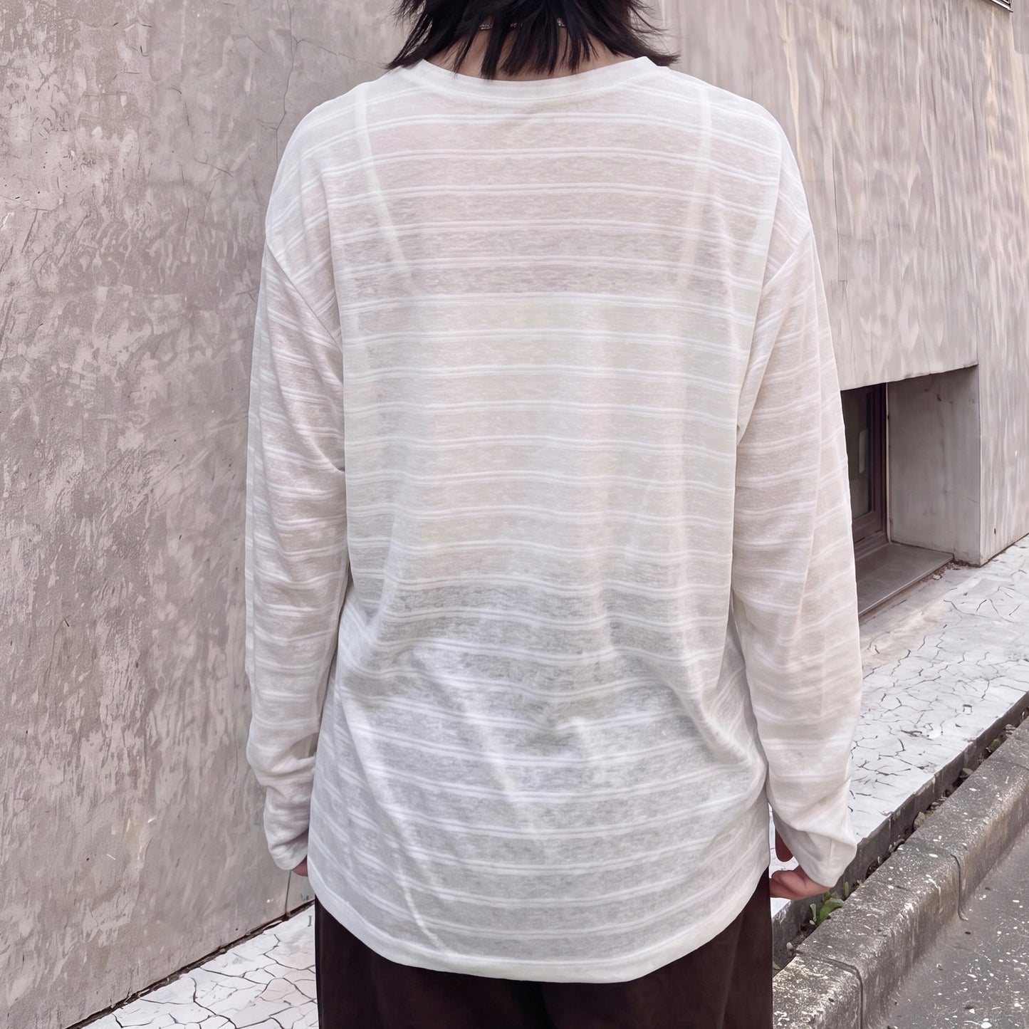 シアーボーダーリラックス長袖Tシャツ【予約】