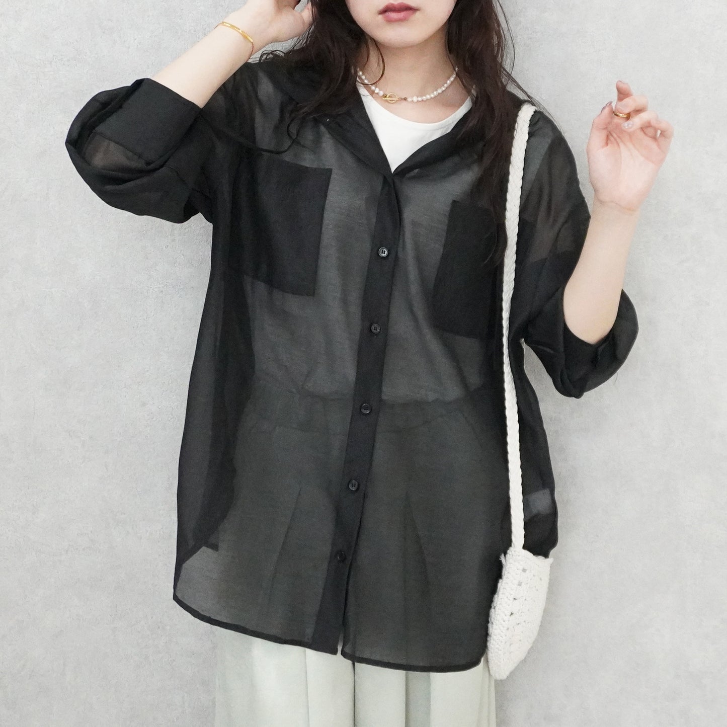 長袖シアーフードシャツ【予約】