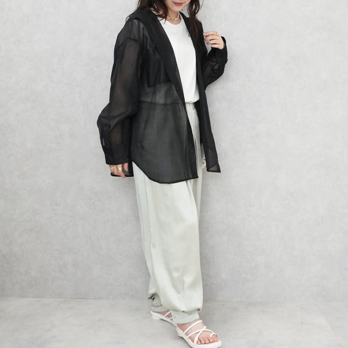 長袖シアーフードシャツ【予約】