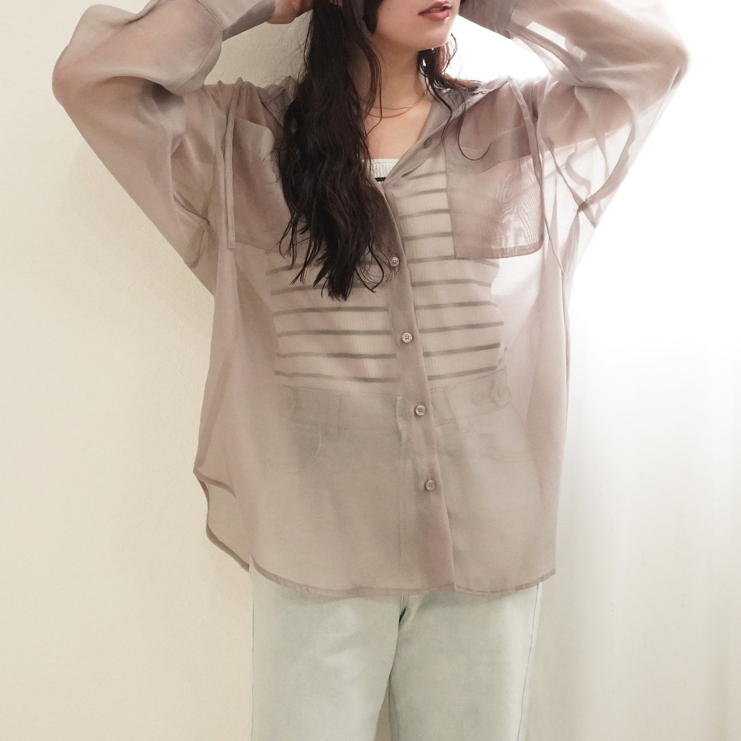 長袖シアーフードシャツ【予約】