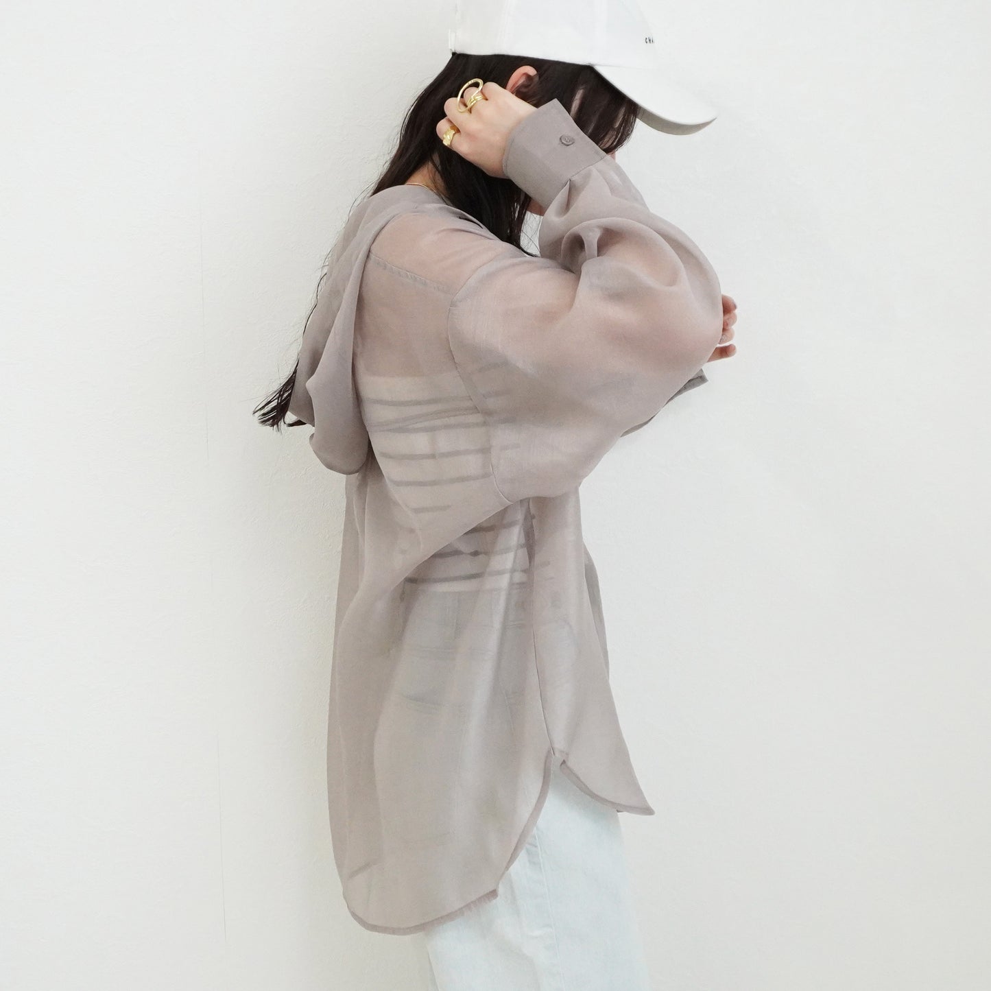 長袖シアーフードシャツ【予約】