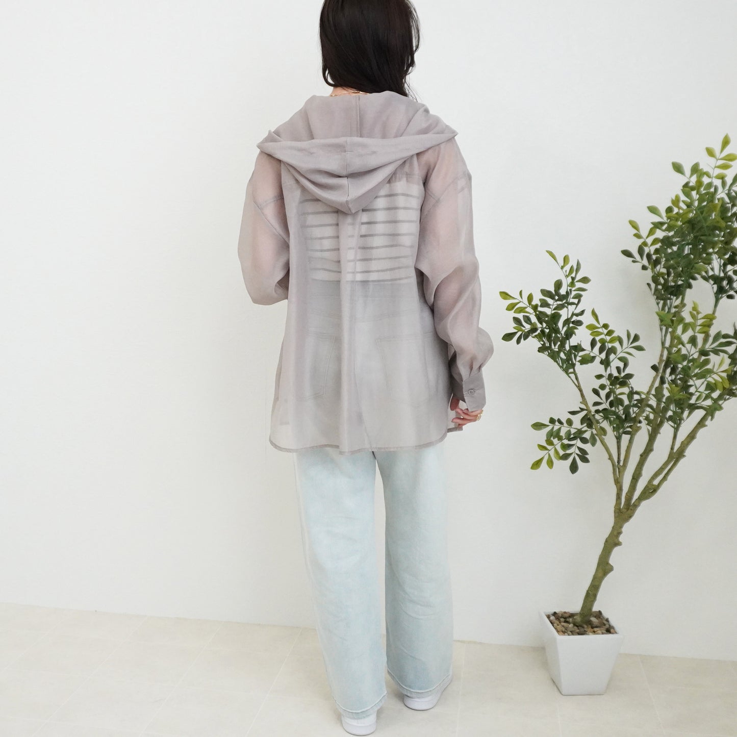 長袖シアーフードシャツ【予約】