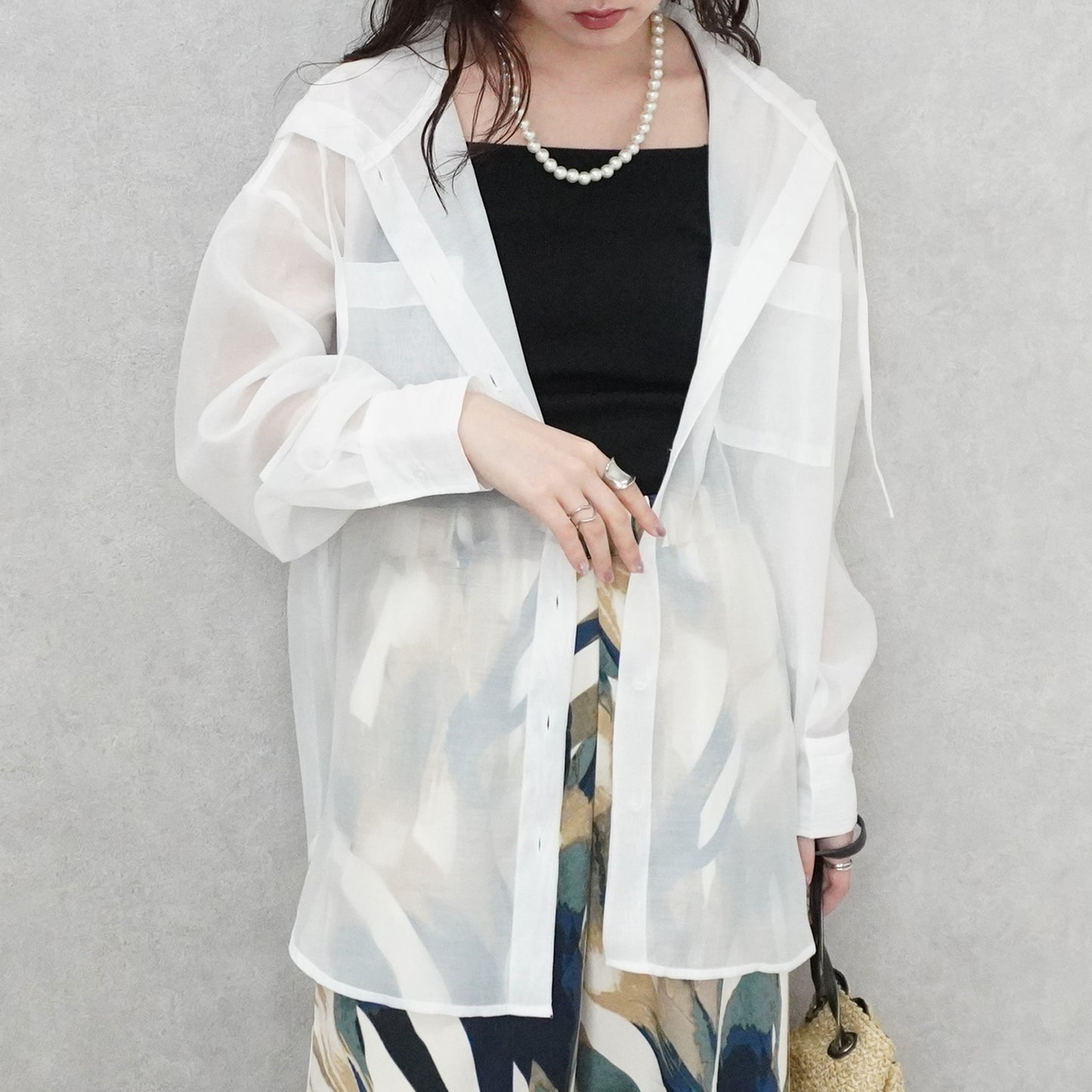 長袖シアーフードシャツ【予約】