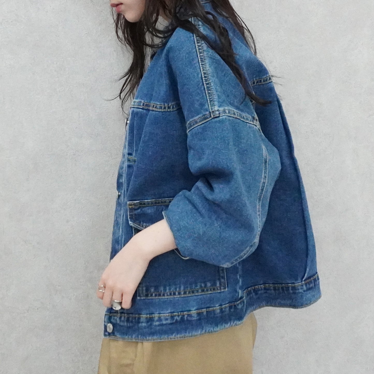 ノーカラーデニムジャケット【予約】