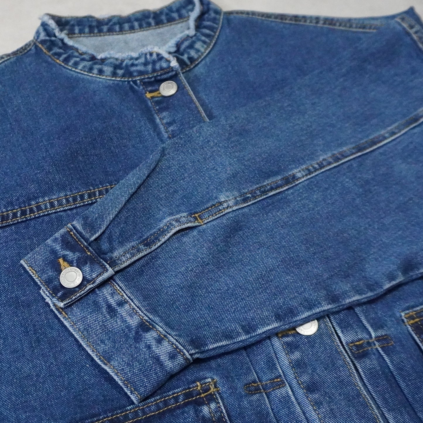 ノーカラーデニムジャケット【予約】