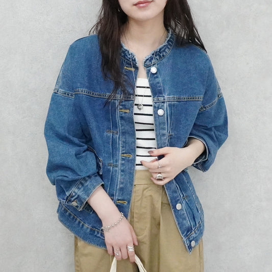 ノーカラーデニムジャケット【予約】