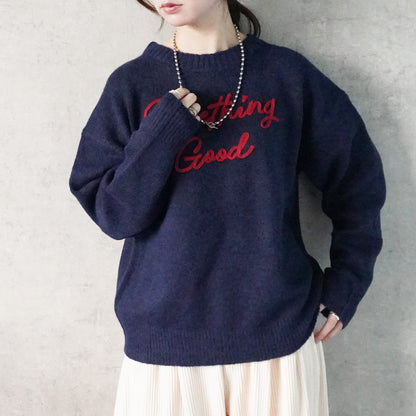 なめらかコード刺繡ロゴニットプルオーバー