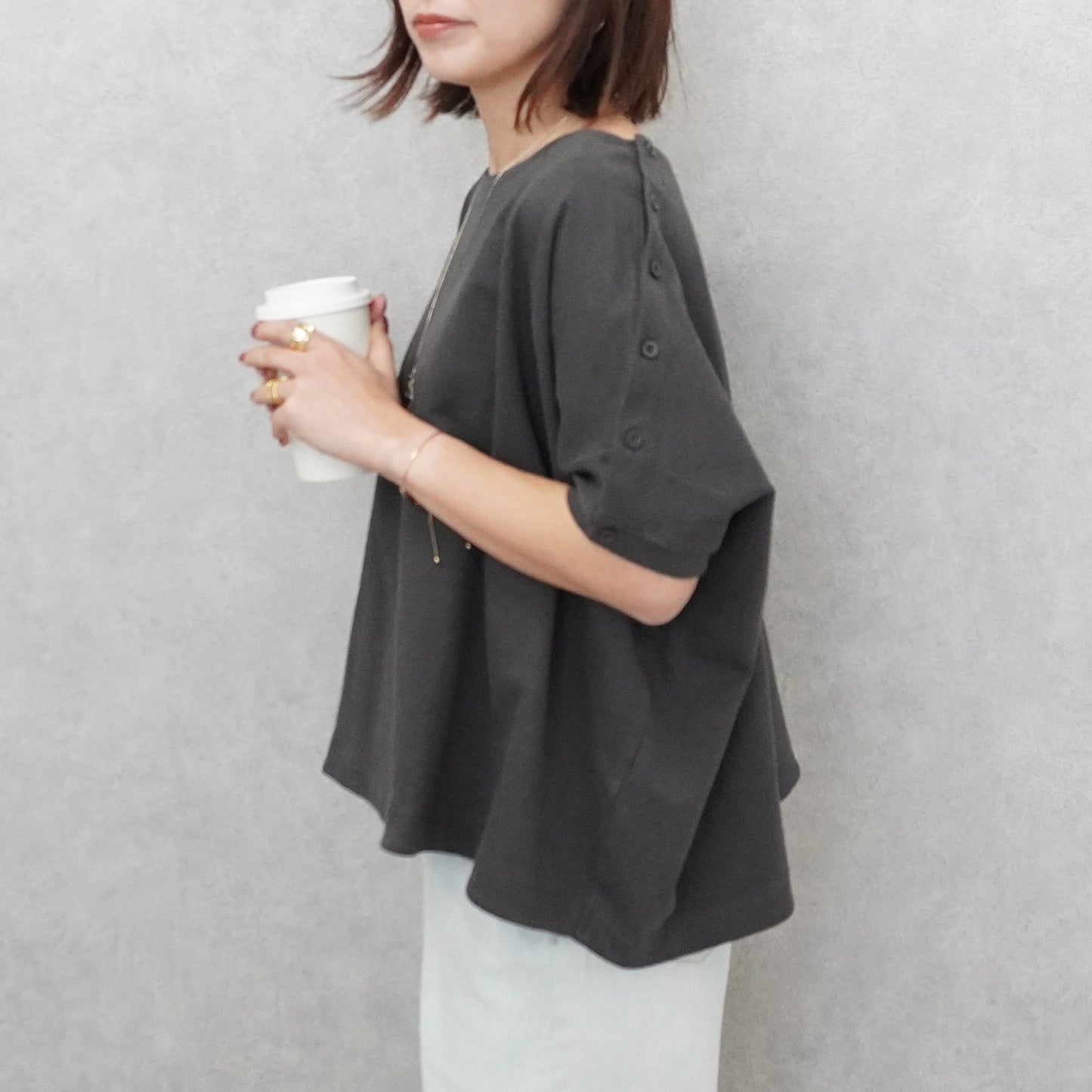 ヘビーウェイト肩ボタンプルオーバー