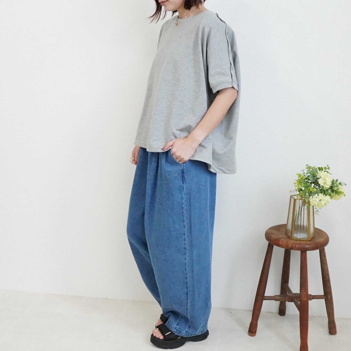 ヘビーウェイト肩ボタンプルオーバー