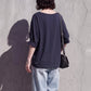接触冷感タックスリーブドルマン裾シャーリングプルオーバーTシャツ