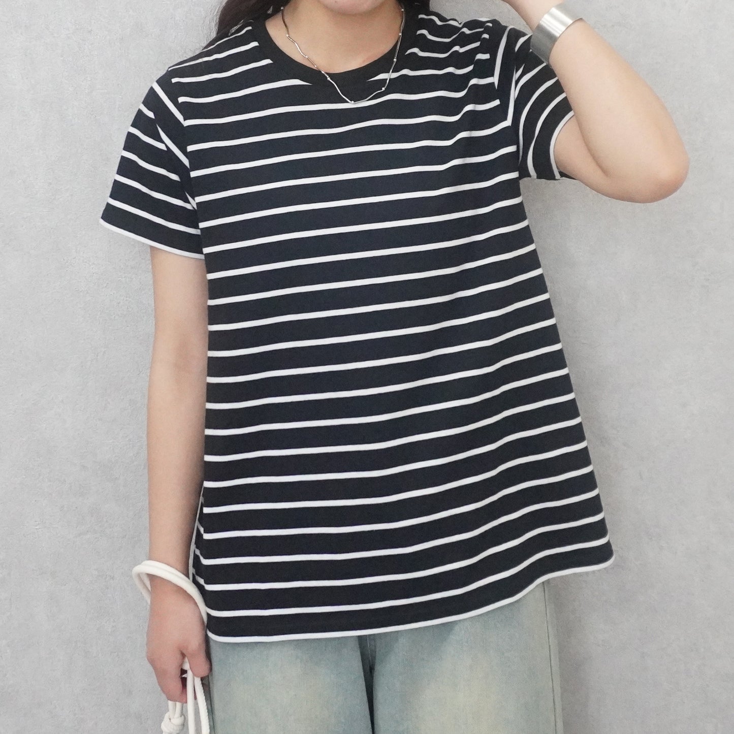 天竺Aライン先染めボーダーTシャツ
