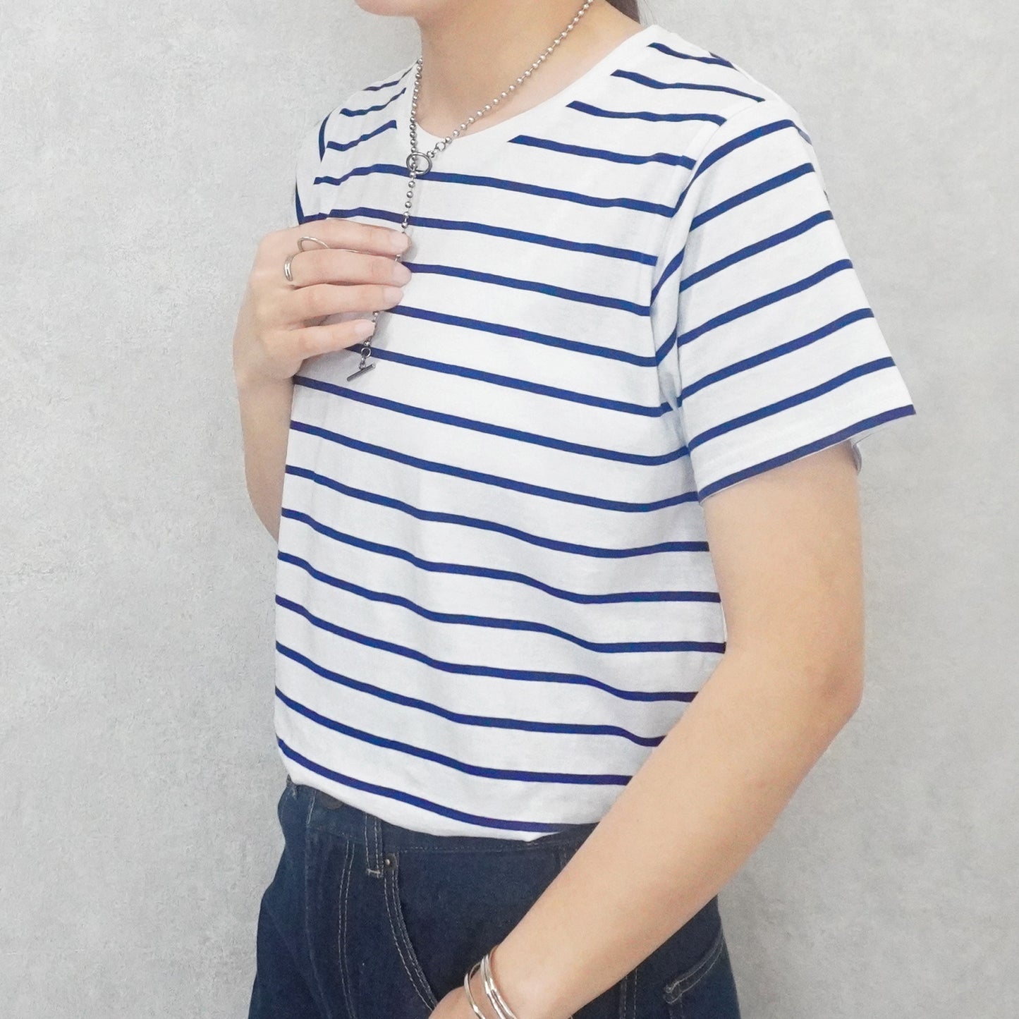 天竺Aライン先染めボーダーTシャツ