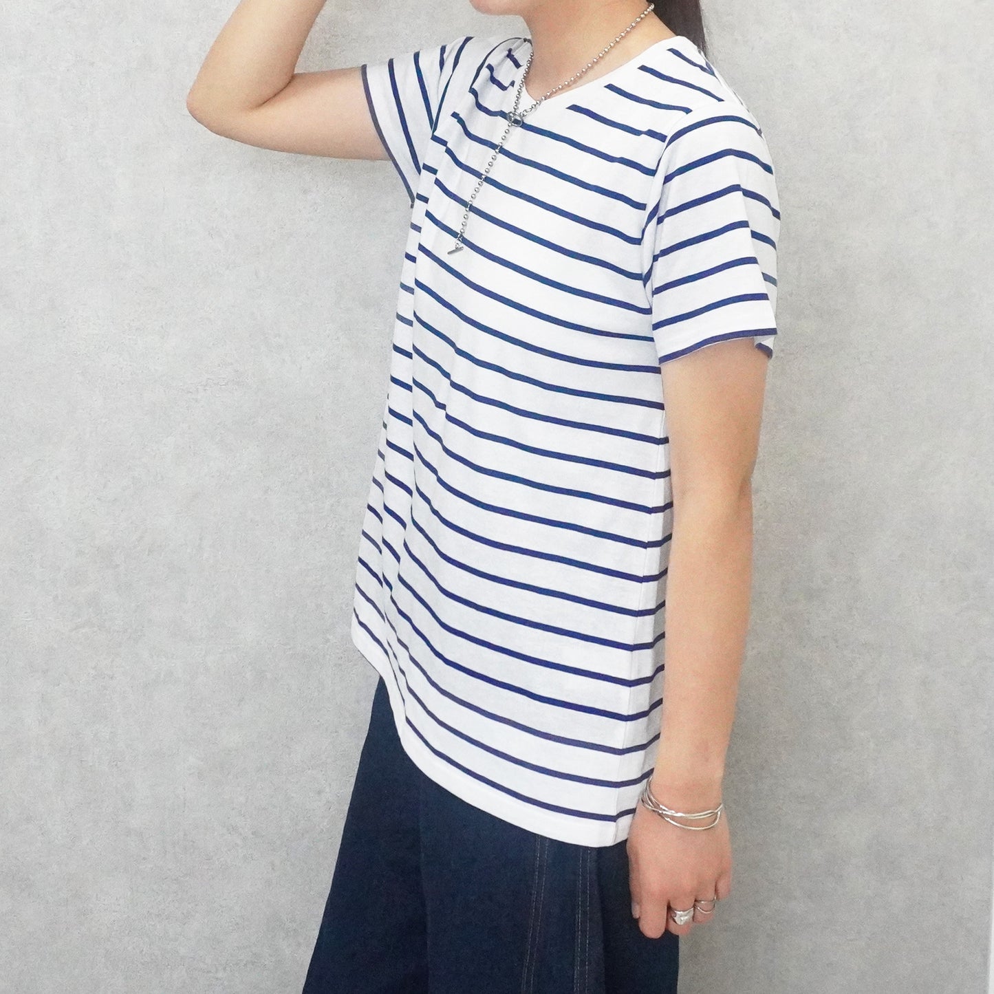 天竺Aライン先染めボーダーTシャツ