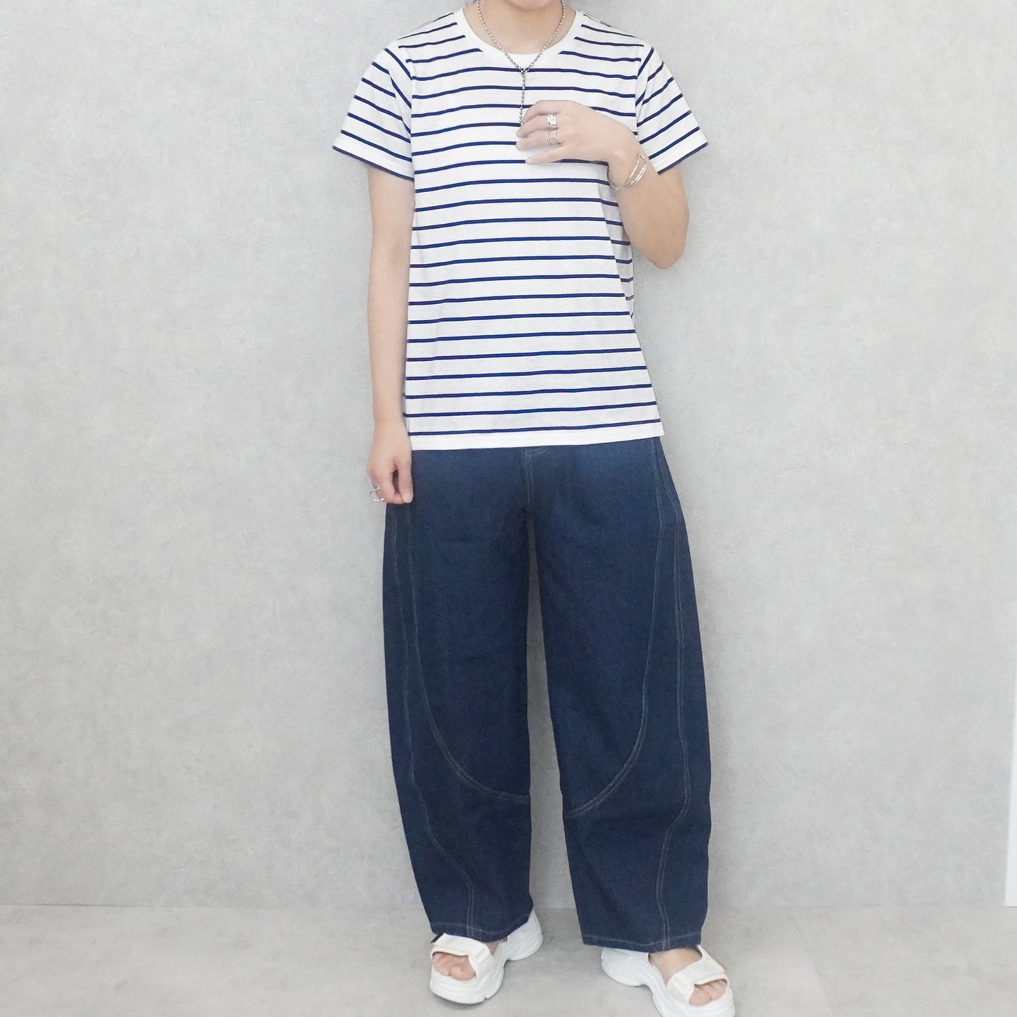 天竺Aライン先染めボーダーTシャツ