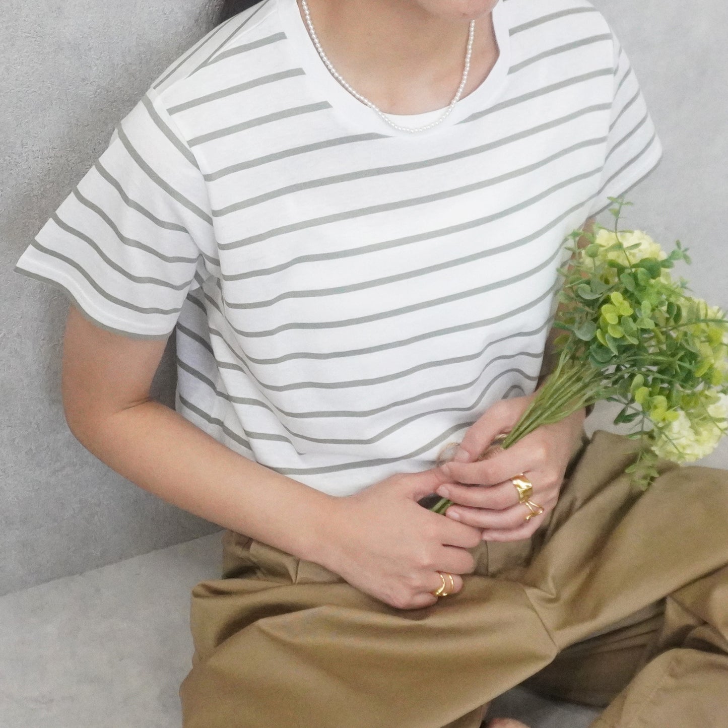 天竺Aライン先染めボーダーTシャツ