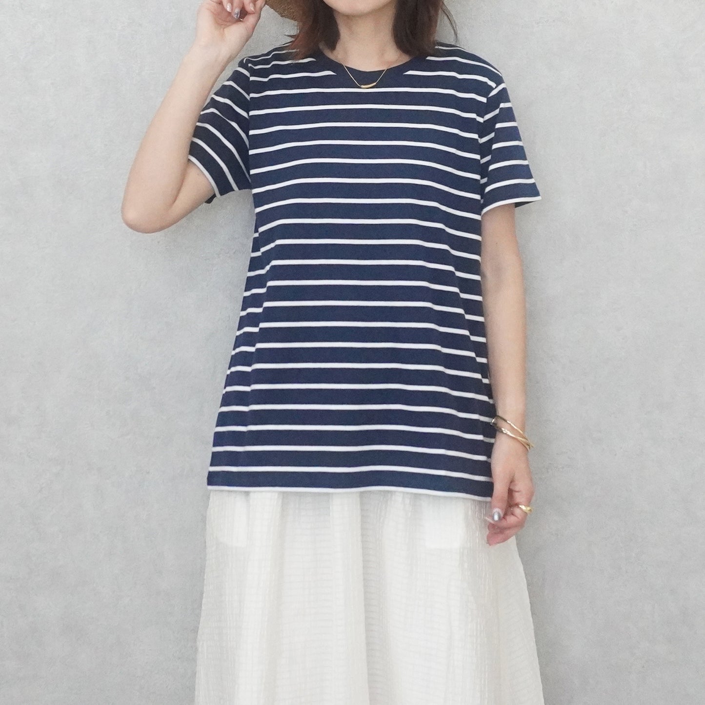 天竺Aライン先染めボーダーTシャツ