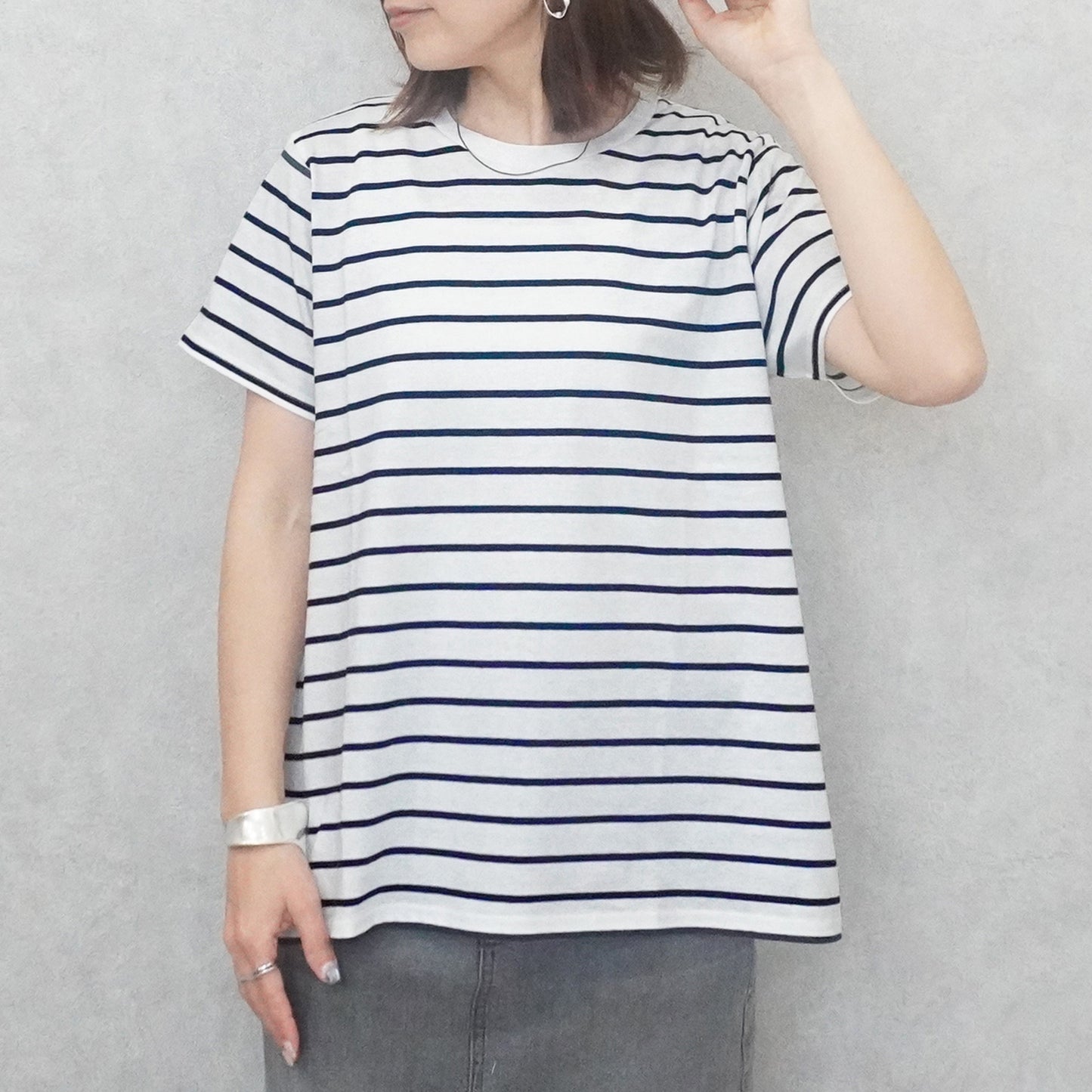 天竺Aライン先染めボーダーTシャツ