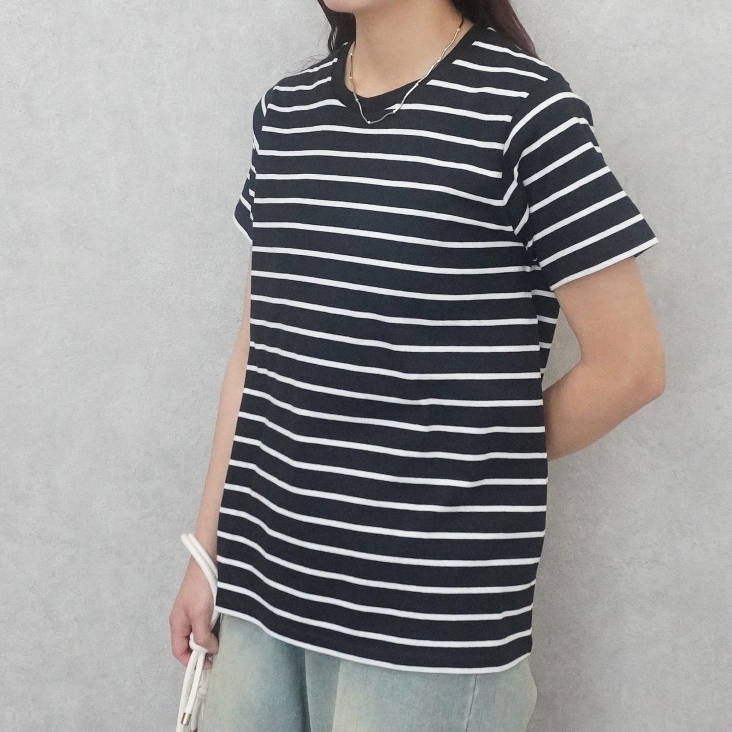 天竺Aライン先染めボーダーTシャツ