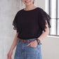 袖レース異素材Tシャツ