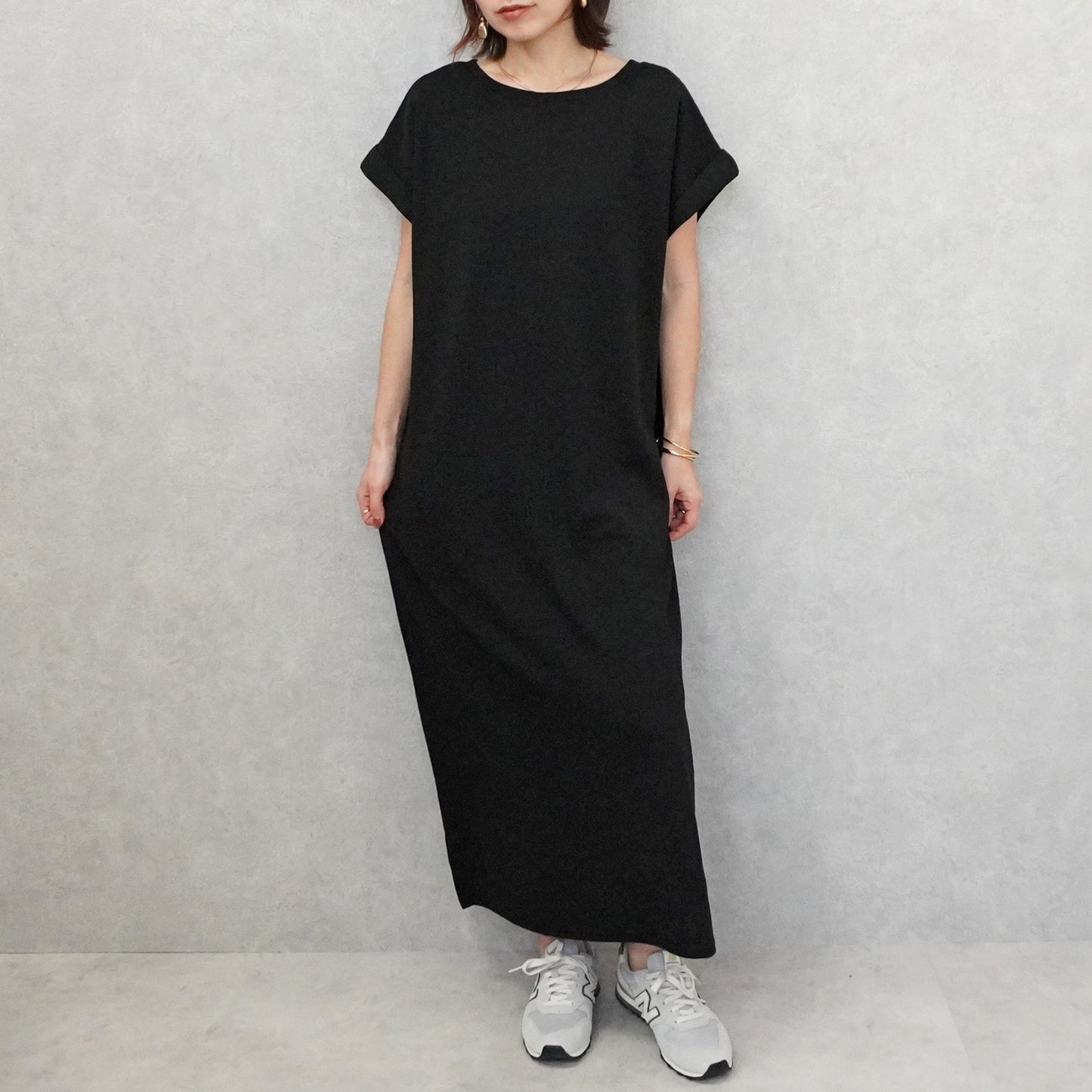 ターンバック袖ジャガードワンピース