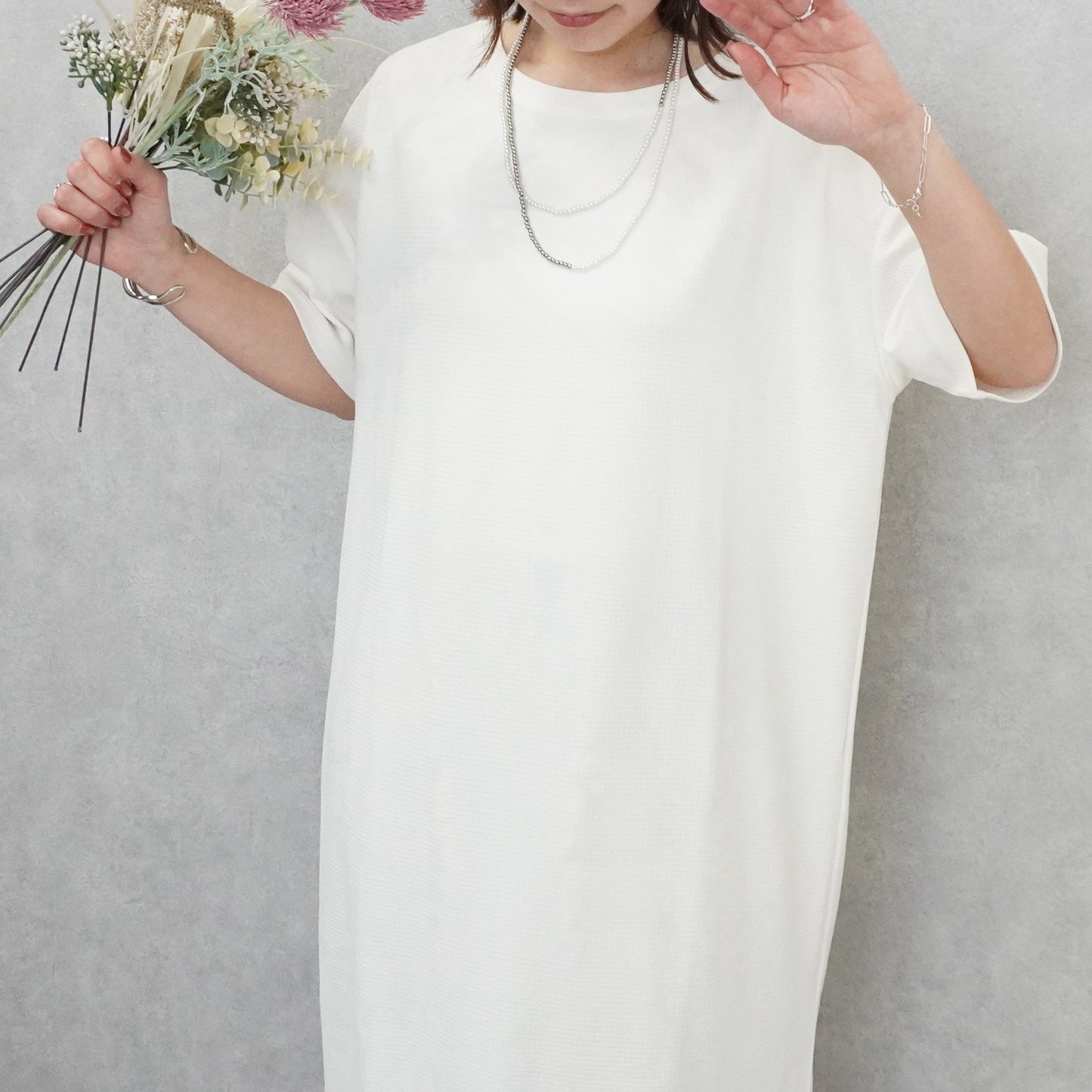 ジャガード半袖ワンピース