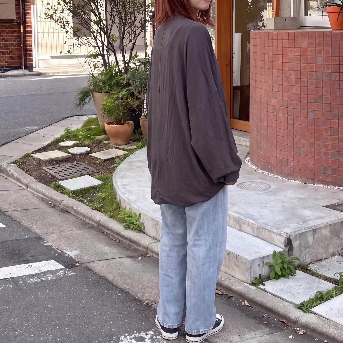 接触冷感ナイロンドルマンカーディガン