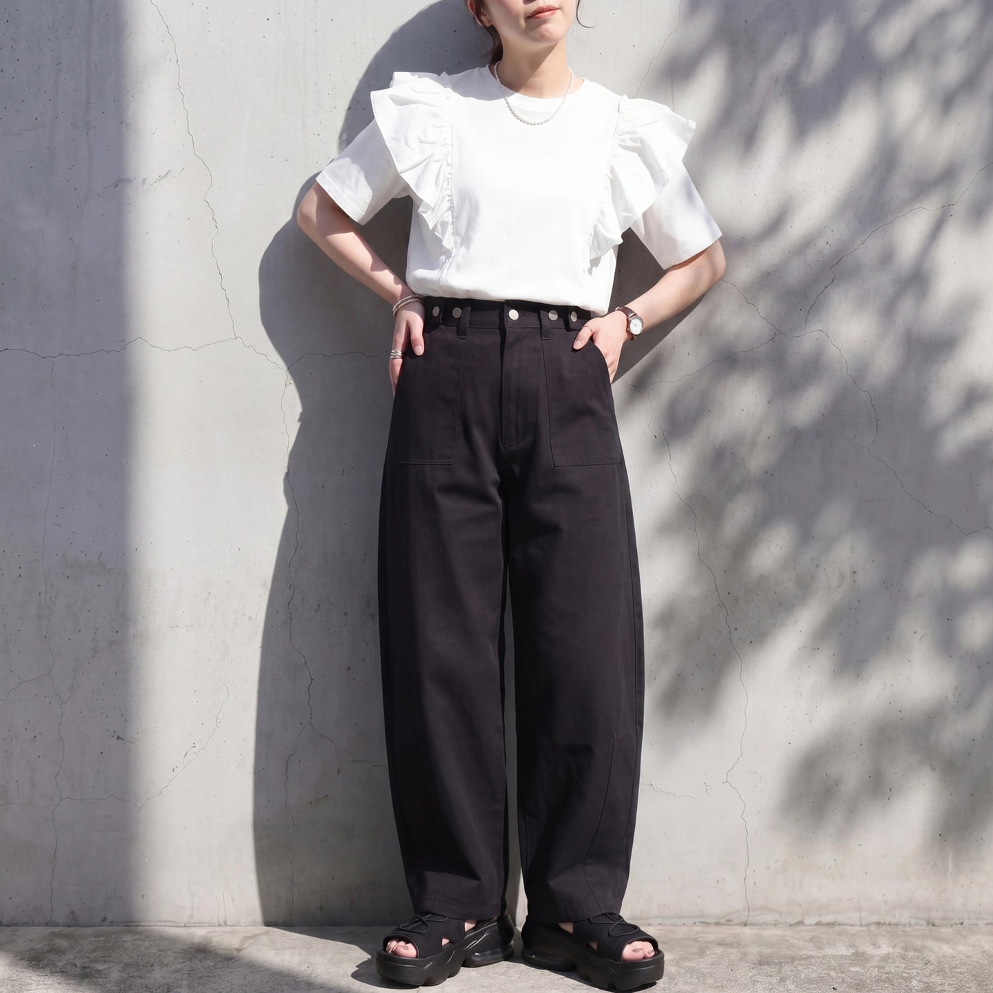 ショルダーフリルTシャツ