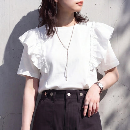 ショルダーフリルTシャツ