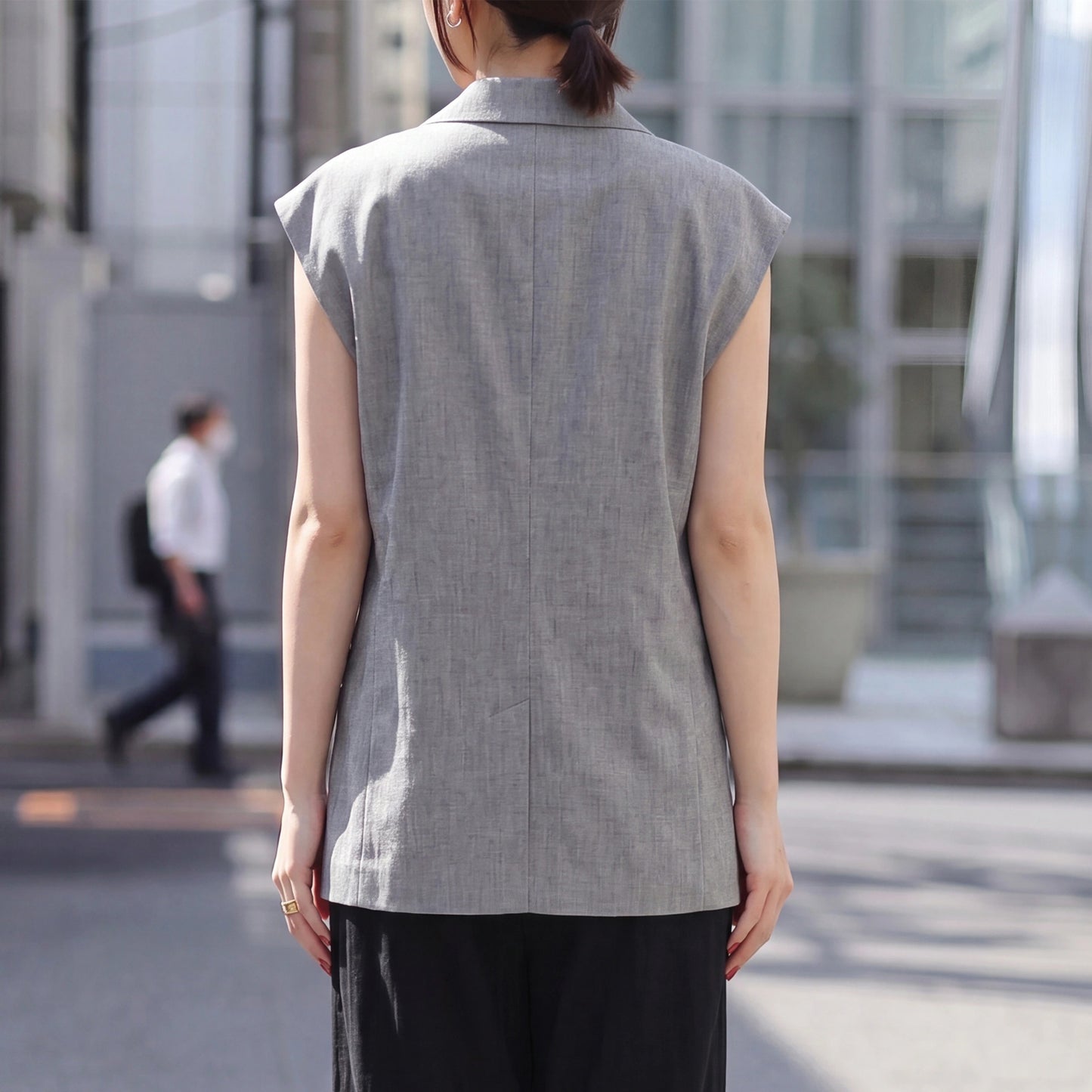 リネンタッチフレンチスリーブベスト