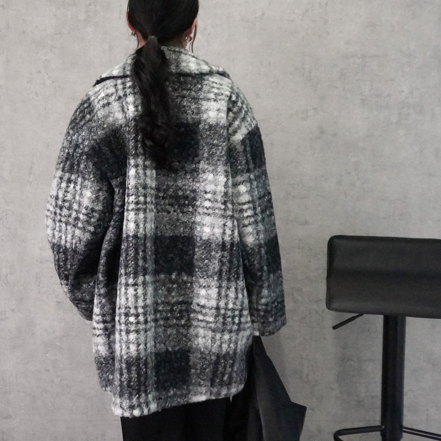 チェック柄テーラードコート