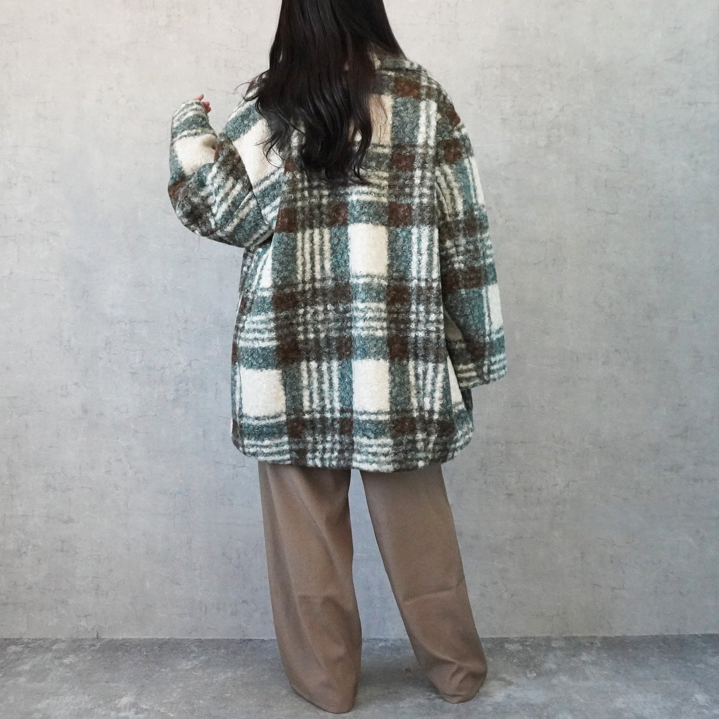 チェック柄テーラードコート