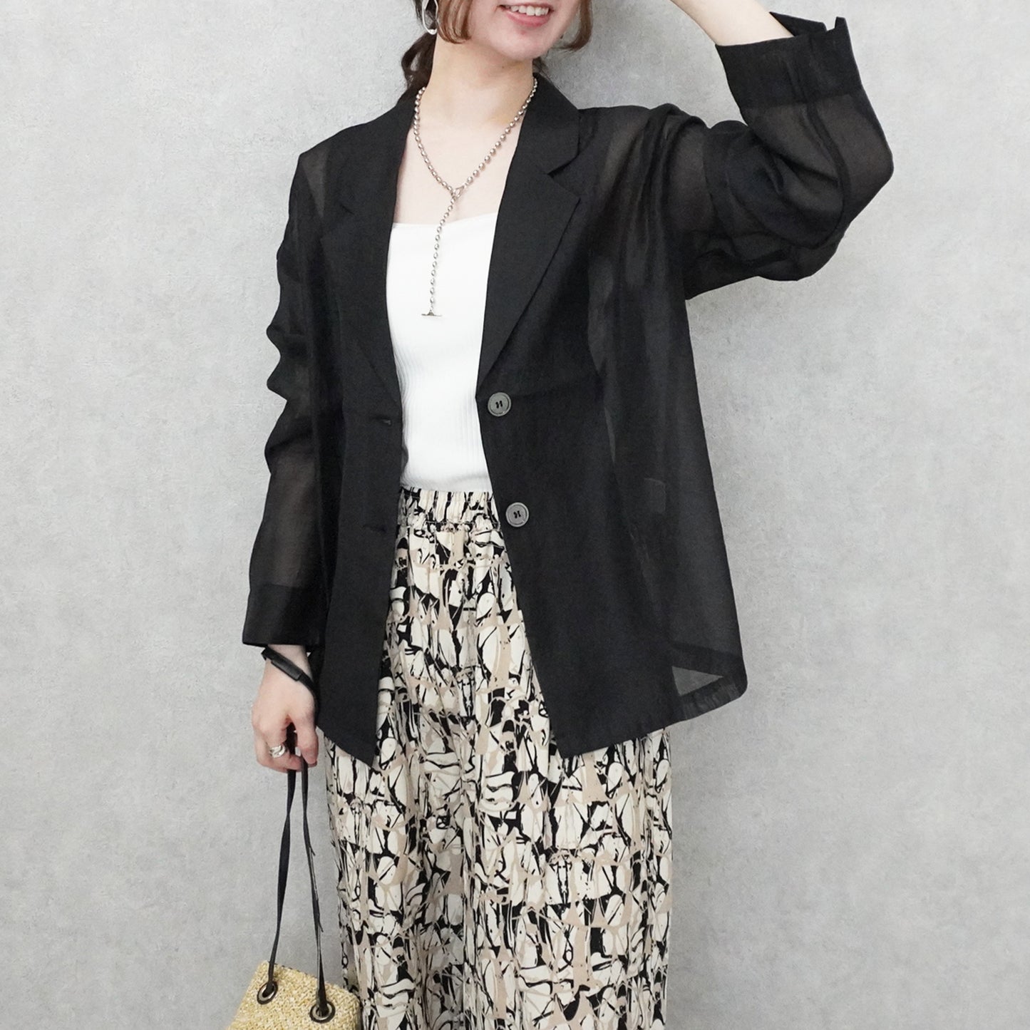 長袖シアーテーラードジャケット