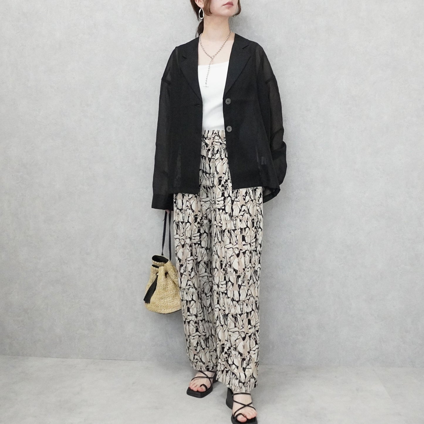 長袖シアーテーラードジャケット