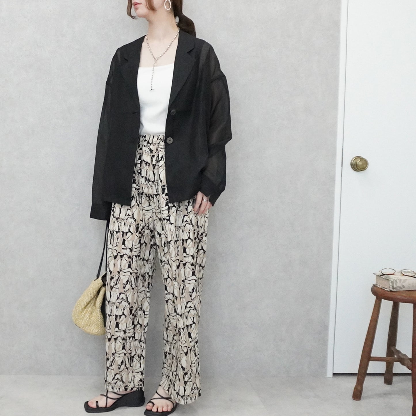 長袖シアーテーラードジャケット