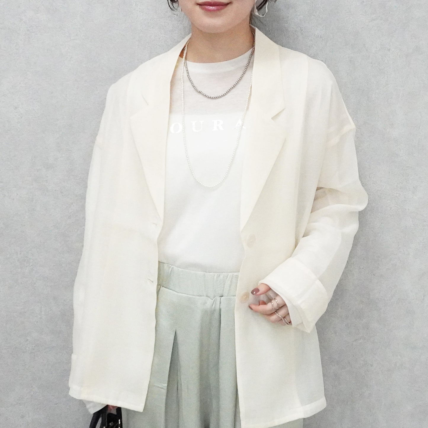 長袖シアーテーラードジャケット