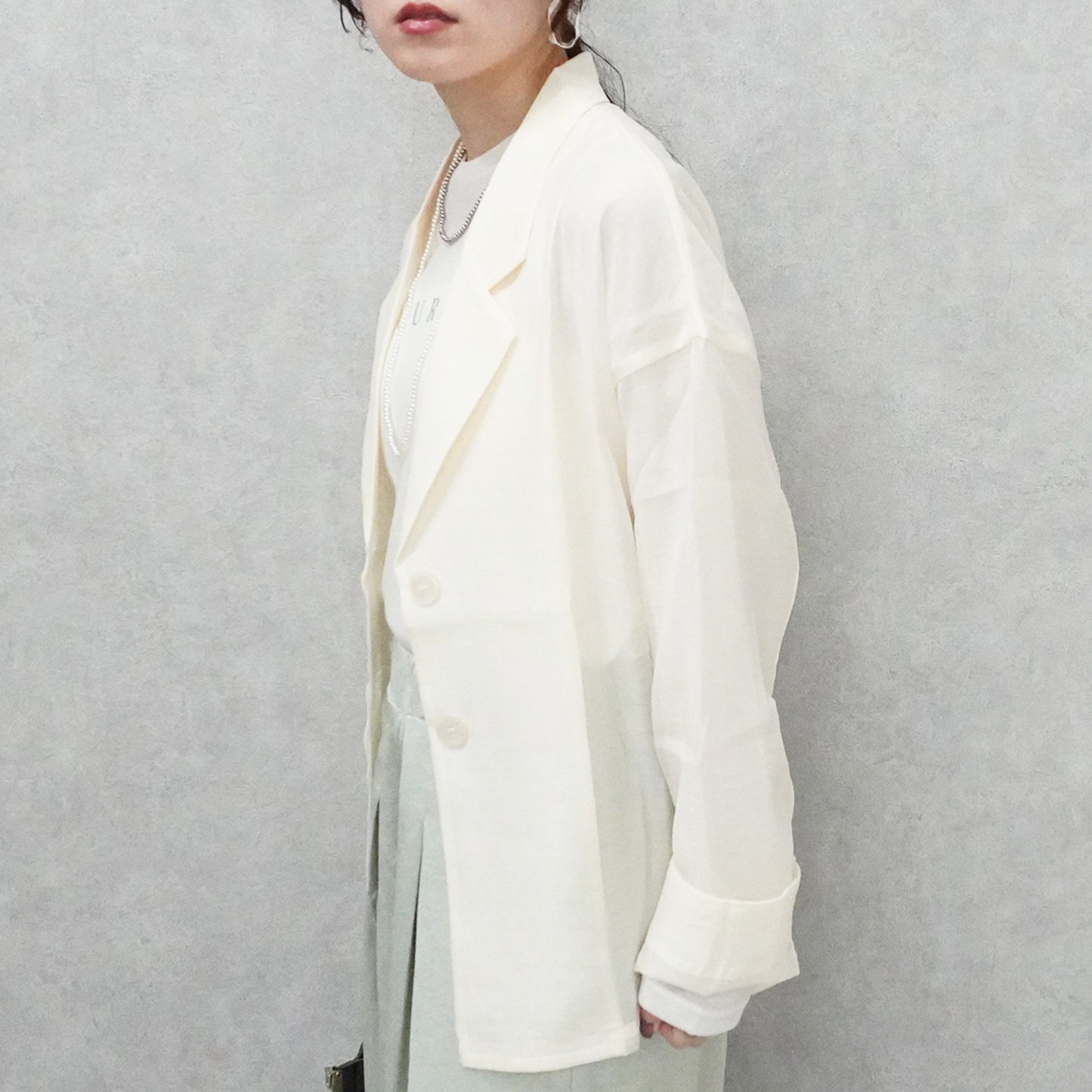 長袖シアーテーラードジャケット