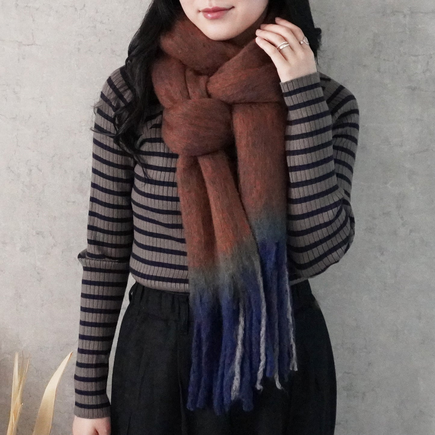 メランジ配色ボリュームマフラー