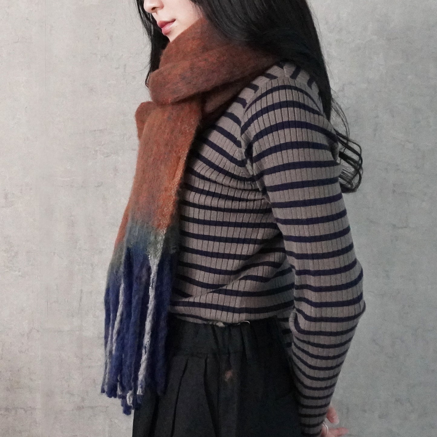 メランジ配色ボリュームマフラー