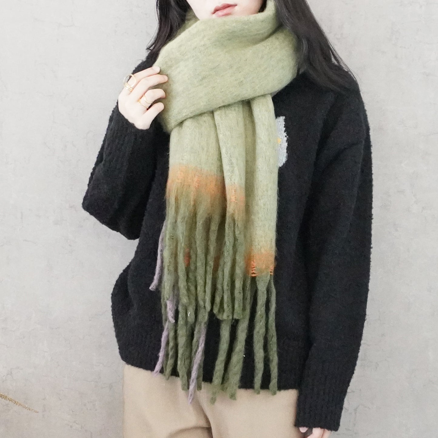 メランジ配色ボリュームマフラー