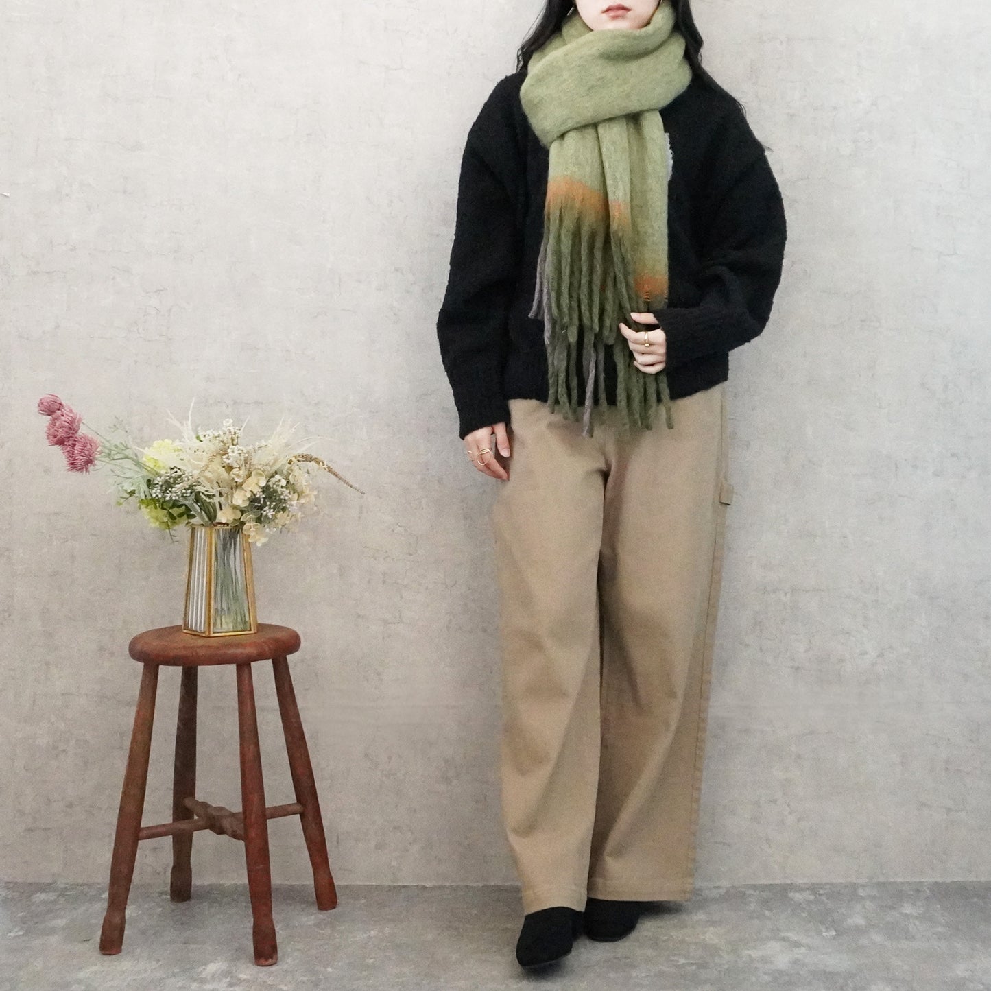 メランジ配色ボリュームマフラー