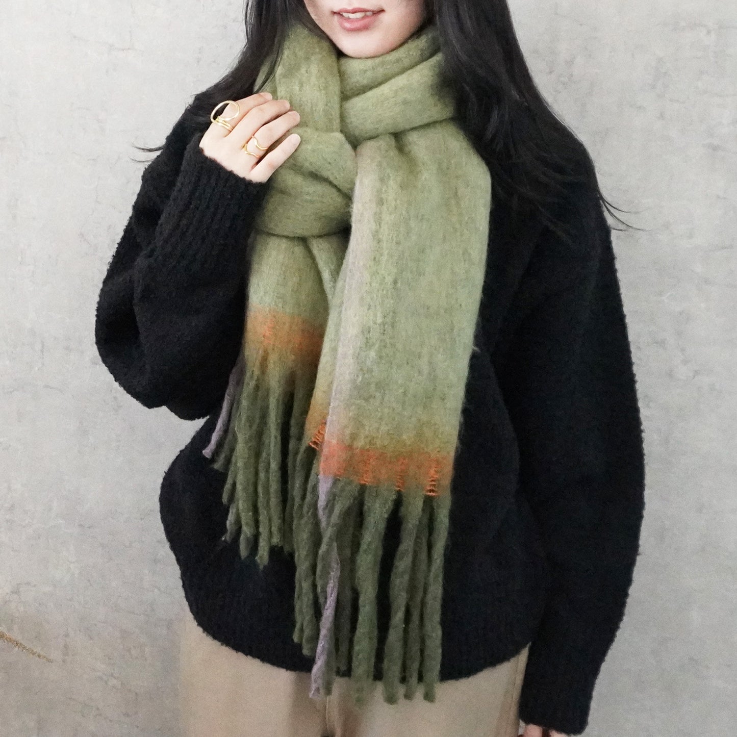 メランジ配色ボリュームマフラー