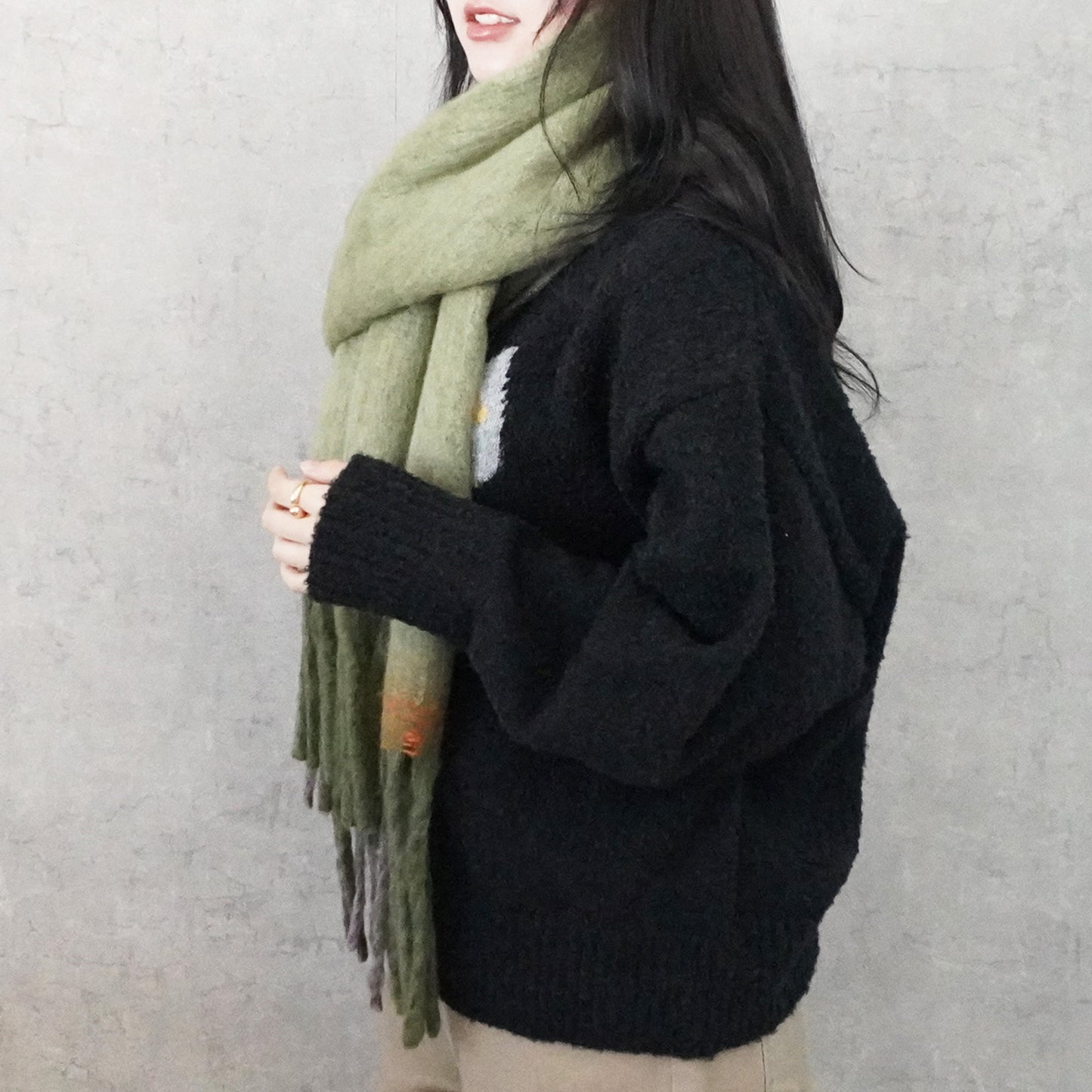 メランジ配色ボリュームマフラー