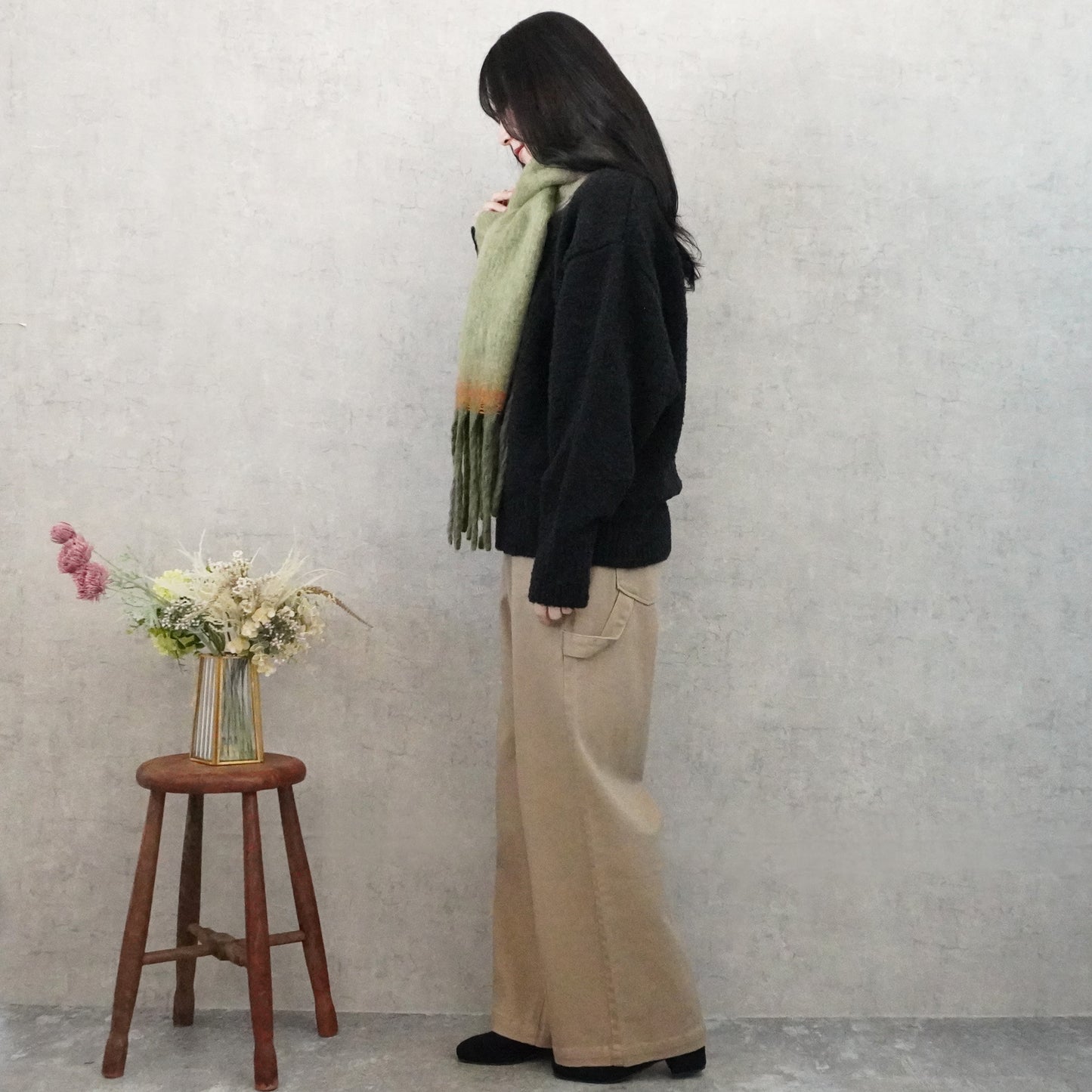 メランジ配色ボリュームマフラー