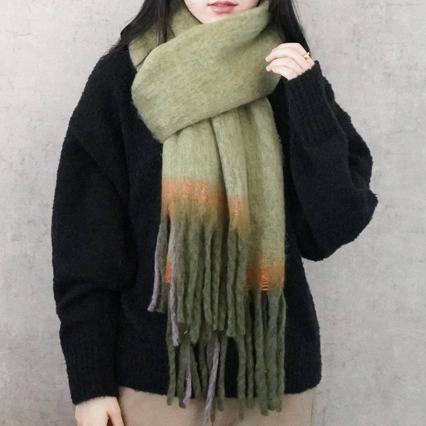 メランジ配色ボリュームマフラー