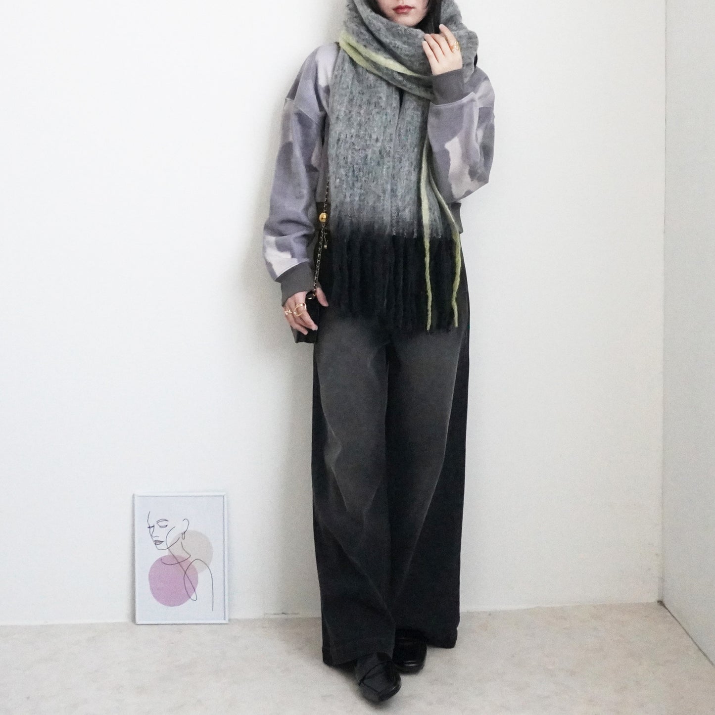 メランジ配色ボリュームマフラー