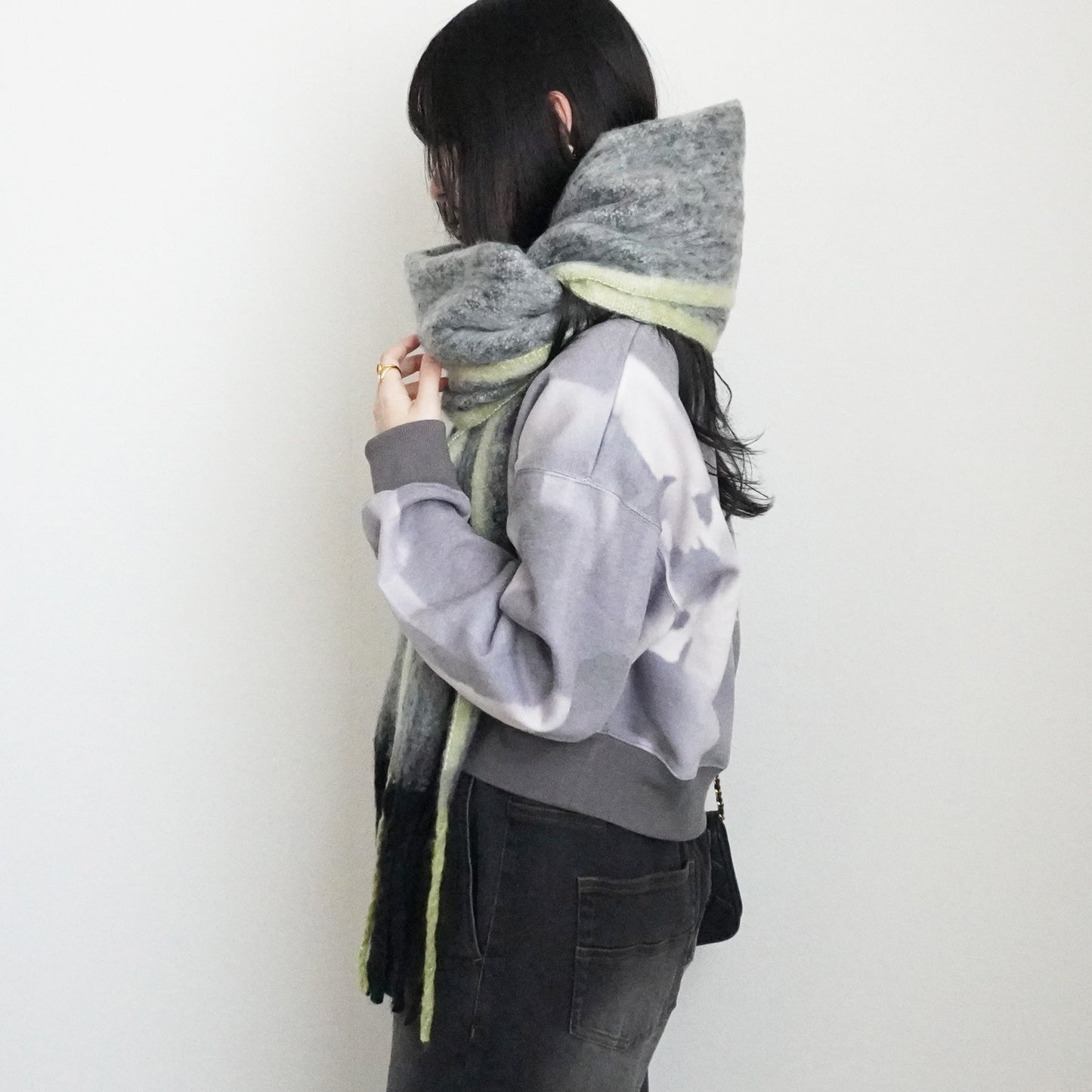 メランジ配色ボリュームマフラー