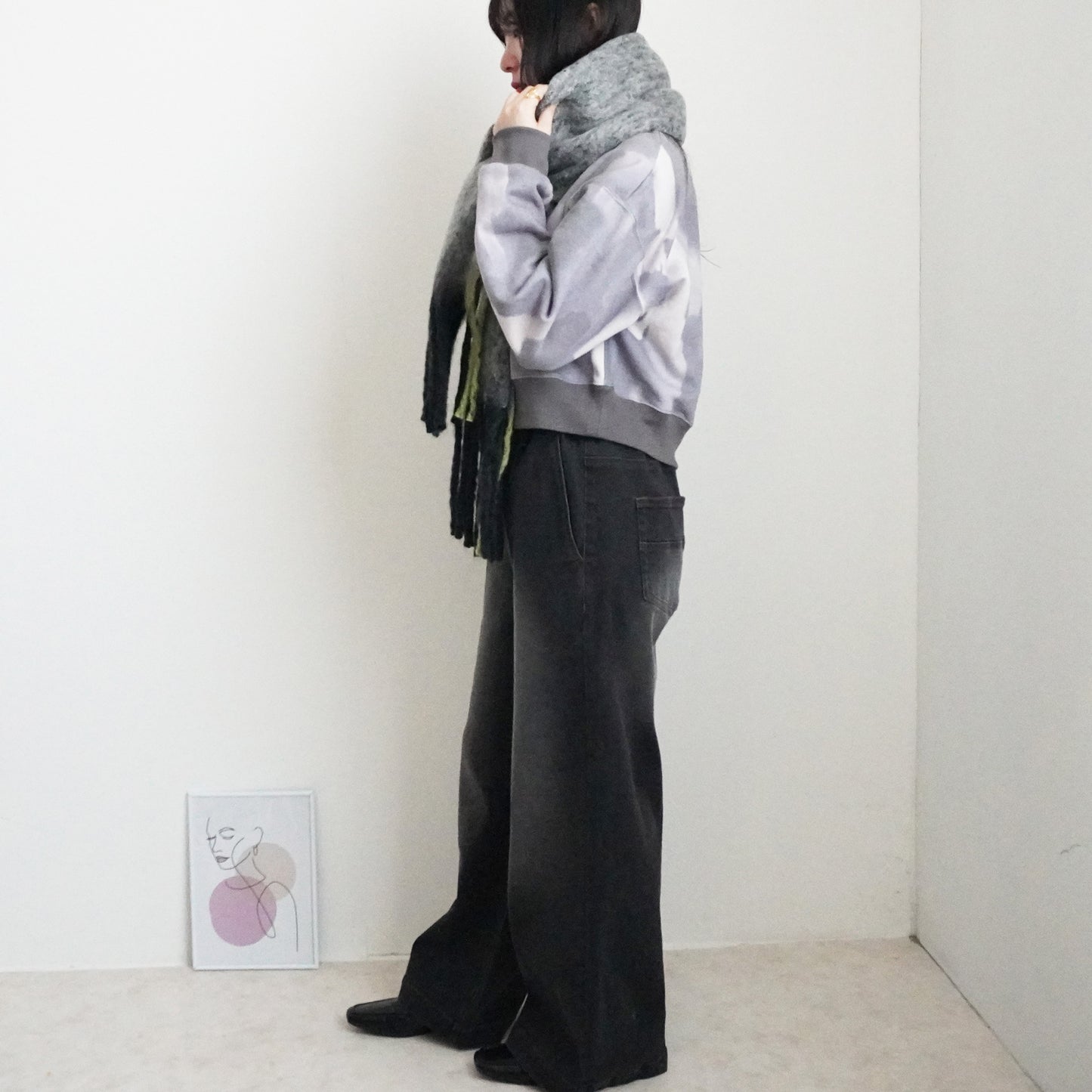 メランジ配色ボリュームマフラー